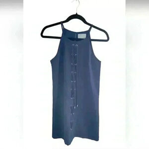 Skies are Blue Navy Blue Grommet Faux Lace Up Front Dress XS EUC Spring Summer